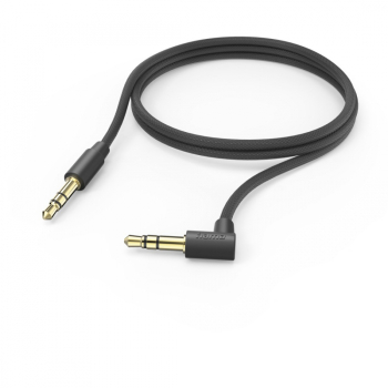 Cablu audio Aux HAMA mufa de 3.5 mm - mufa 3.5 mm inclinat 90° 1 m Negru 