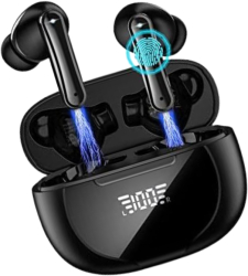 Casti wireless in ear MAROVIO® TWS Bluetooth 5.3 microfon HD asistent vocal afisaj led incarcare rapida autonomie 24 ore Control tactil