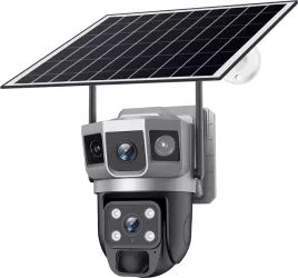 Camera de supraveghere cu panou solar MaGeCa WIFI 4MP Full HD Rotire automata 3 zone supravegheate simultan Acumulator incorporat Dete 