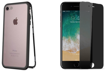 Husa Apple iPhone 8 Plus Magnetica cu spate din sticla securizata si folie privacy pentru ecran MyStyle Perfect Fit 