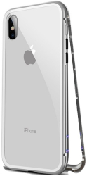 Husa compatibila cu Apple pentru Iphone 7 Magnetica Silver MyStyle Perfect Fit cu spate de sticla securizata premium 