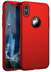 Husa de protectie pentru Apple iPhone X iPaky Pro Red Original Case acoperire completa 360 grade cu folie de protectie gratis