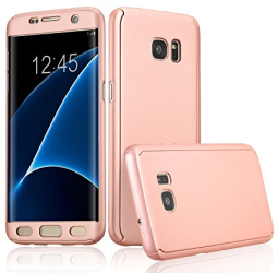 Husa Fullbody MyStyle Rose-Gold pentru Samsung Galaxy S7 Edge acoperire completa 360 grade cu folie de protectie gratis 
