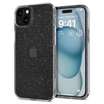 Huse pentru iPhone 15 - Spigen Liquid Crystal Glitter - Crystal Quartz 
