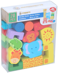 Set constructie din lemn Marionette animale salbatice 20 piese 