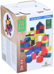 Set constructie din lemn Marionette forme geometrice 75 piese 