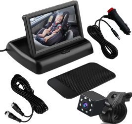 Camera video Damar Viziune nocturna Compatibila universal Monitorizare pentru Scaunul de Siguranta a bebelusilor si copiilor Rotire 180 