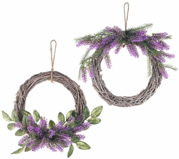 Set 2 coronite Lavanda lemn 25 cm 