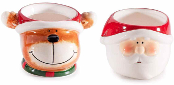 Set 2 decoratiuni ceramica Craciun 11.5x9x7 cm 