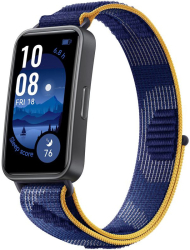 Bratara fitness Huawei Band 9 Dark Gray Body cu Blue Nylon Strap 