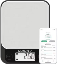 Cantar de Bucatarie Inteligent MIANDREE® 24 Indici Nutritionali Calculator Calorii Proteine Grasimi Carbohidrati Aplicatie IOS/And