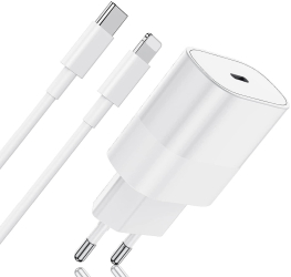 Incarcator Fast Charge 20W si Cablu de Date Type-C-Lightning Compatibil cu iPhone 14 / 14 Pro / 14 Pro Max / 13 / 13 Pro / 13 Pro Max / 12 