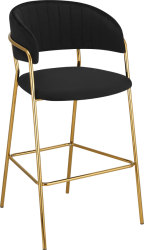 Scaun bar catifea neagra crom auriu Dasmin 55x58x107 cm 