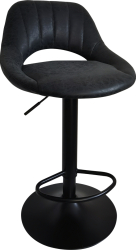 Scaun bar textil negru efect piele intoarsa Lorasa 45x45x82-102 cm 