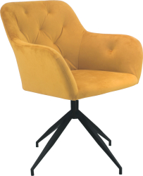 Scaun pivotant catifea galben mustar metal negru Veleza 66x66x83 cm 