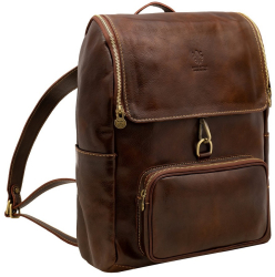 Rucsac barbati din piele naturala pentru laptop maro R5568B 
