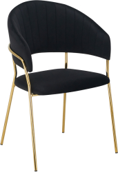 Scaun de design catifea neagra crom auriu Dasmin 58x53x81.5 cm 