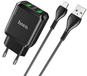 Incarcator de Retea 2xUSB-A Q.C 3.0 18W 3.0A + Cablu Micro-USB 1m I412 Negru 