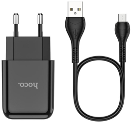 Incarcator USB-A 10W 2.1A + Cablu Micro-USB Hoco Vigour N2 Black 