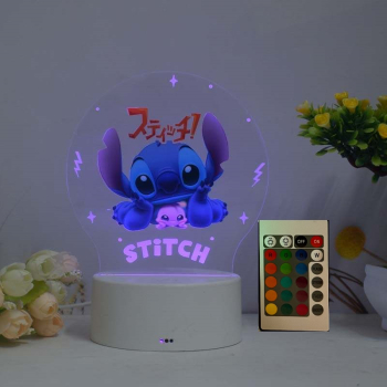 Lampa De Veghe LED Stitch 16 Culori cu telecomanda Lumina Ambientala Alimentare USB sau 3 baterii AA