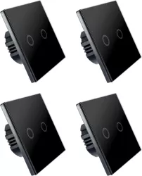 Set 4 Intrerupatoare duble cu touch Brius&trade cu nul sticla securizata ignifug indicator LED noapte/zi rezistent la zgarieturi si an 