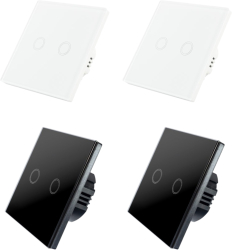 Set 4 Intrerupatoare duble cu touch Brius&trade nul sticla securizata ignifug indicator LED noapte/zi rezistent la zgarieturi si anti-
