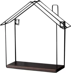 Etajera MDF nuc metal negru Kasita 28x8x28 cm 