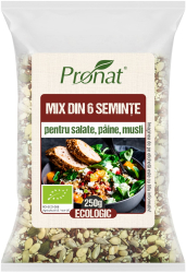 Mix bio din 6 seminte pentru salate paine musli 250g Pronat 