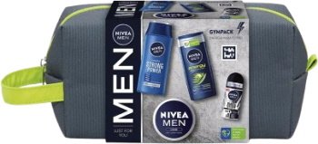 Set Gel de dus 250 ml + Sampon 250 ml + Deodorant roll-on 50 ml + Crema pentru ten si corp 150 ml Nivea Men Gympack