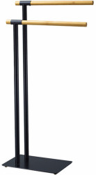 Suport prosoape metal negru bambus natur Laban 19.8x39.43x78.9 cm 