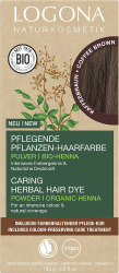 Vopsea de par pulbere pe baza de plante castaniu cafea 100g Logona 