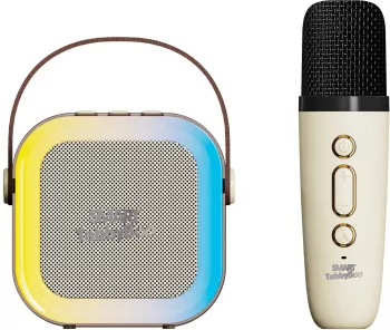 Microfon karaoke copii/adulti SMART TabbyBoo MK1 Pro cu difuzor separat 7W microfon wireless portabil pentru petrecere sunet magic si 