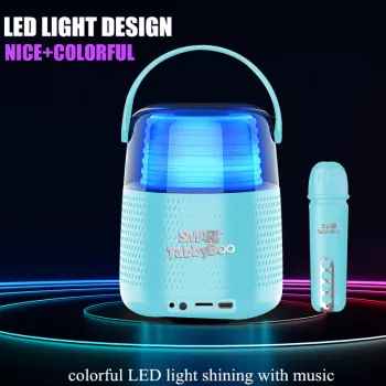 Microfon karaoke copii/adulti SMART TabbyBoo MK3 cu boxa portabila 16W microfon wireless portabil pentru petrecere sunet magic si lumini 