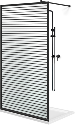 Paravan dus walk-in Aqua Roy ® Black negru mat model Moris negru sticla mata 8mm securizata tratat anticalcar 120x195 cm 