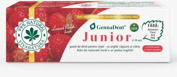 Pasta de dinti pentru copii GennaDent Junior 99 naturala cu argila calciu si capsuni fara fluor 50ml 