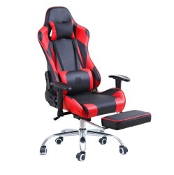 Scaun gaming cu suport pentru picioare STRATEGIC cu tetiera suport lombar Rosu Negru S23+ 