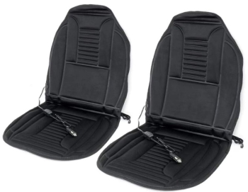 Set 2 Huse Scaun Auto 12V cu Incalzire si 2 Trepte de Reglare a Temperaturii Culoare Negru cu Priza auto 1528 1 x USB 4 iesiri cu brichet 