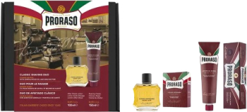 Set Crema de barbierit 150 ml + Lotiune after-shave 100 ml Proraso Barbe Dure Afeitado Clasico