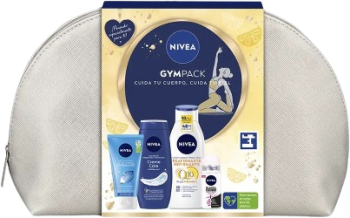 Set Lotiune de corp 400 ml + Gel de dus 250 ml + Gel facial de curatare 150 ml + Deodorant roll-on 50 ml + Geanta cosmetica Nivea Gympack 