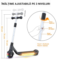 Trotineta electrica copii originala GentleKids calitate superioara 2 roti de 3.5 inch 8 km/h - Albastru 