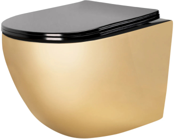 Vas WC suspendabil Carlo Mini Flat Gold/Black 