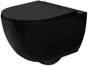Vas WC suspendabil Rea Carlo Mini Rimless Flat negru MAT 