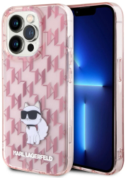 Husa iPhone 15 Pro Max - Karl Lagerfeld Hardcase Monogram KLHCP15XHNCMKLP - Pink Choupette 