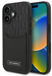 Husa iPhone 16 - Karl Lagerfeld Hardcase Leather Cardslots KLHCP16SPGKHPRPK - Monogram 
