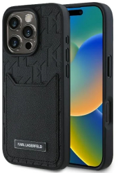 Husa iPhone 16 Pro - Karl Lagerfeld Hardcase Leather Cardslots KLHCP16LPGKHPRPK - Monogram 