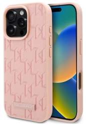 Husa iPhone 16 Pro Max - Karl Lagerfeld Leather MagSafe KLHMP16XPKHPORPP - Pink Hot Stamp
