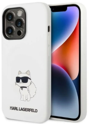 Husa pentru iPhone 14 Pro - Karl Lagerfeld Silicone MagSafe KLHMP14LSNCHBCH - White Choupette 