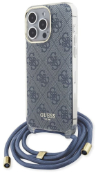 Husa pentru iPhone 15 Pro - Guess Crossbody Cord 4G Print GUHCP15LHC4SEB - Blue 