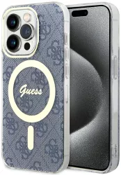 Husa pentru iPhone 15 Pro - Guess IML 4G MagSafe GUHMP15LH4STB - Blue 