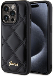 Husa pentru iPhone 15 Pro - Guess Quilted Metal Logo GUHCP15LPSQSQSK - Black 